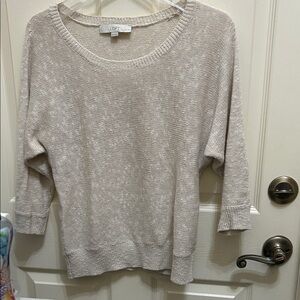 LOFT Women's Beige Crew Neck Sweater